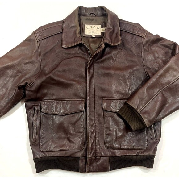 Orvis Jackets & Coats Vintage Orvis Mens Leather Flight Bomber